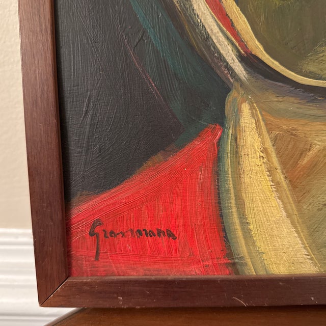 Vintage Italian Abstract Portrait Painting ~ Framed For Sale - Image 4 of 10