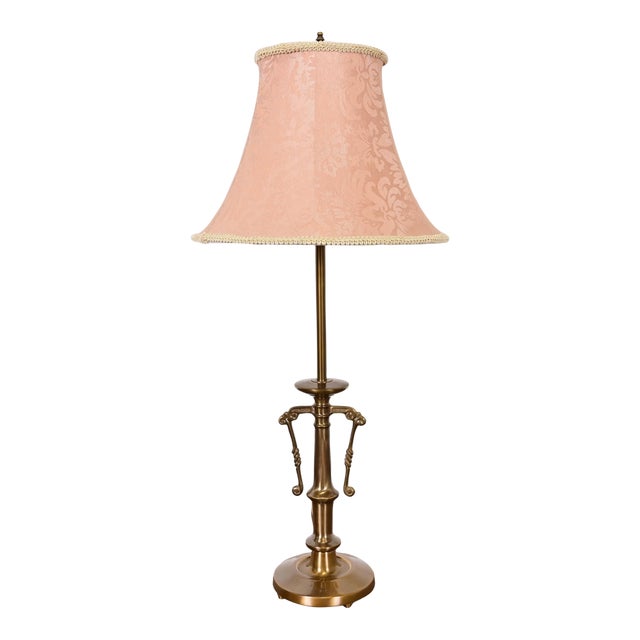 Ralph Lauren Style Art Deco Brass Table Lamp For Sale