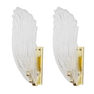 Italian Wall Lamps in Clear Murano Glasss, 1990s, Set of 2 For Sale