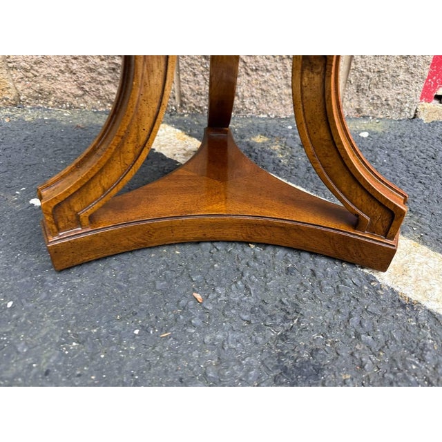 Drexel Vintage Regency Style Burled Wood Round Side Table by Drexel For Sale - Image 4 of 12