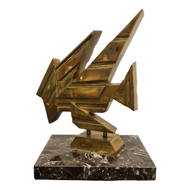 Giuseppe Banfi, Abstract Sculpture, 1988, Brass & Marble For Sale