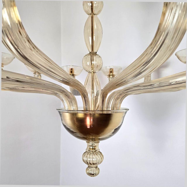 1980s Seguso Style Beige Murano Glass Chandelier For Sale In Dallas - Image 6 of 12