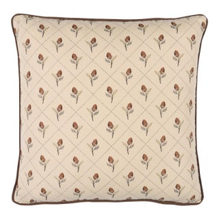 Schumacher Holden Hand Print Pillow In Cream For Sale