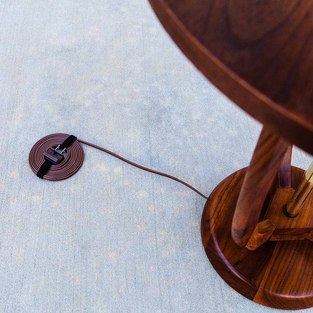 Brown Restored 1960s Sculpted Walnut & Brass Floor Lamp With Cocktail Table For Sale - Image 8 of 12