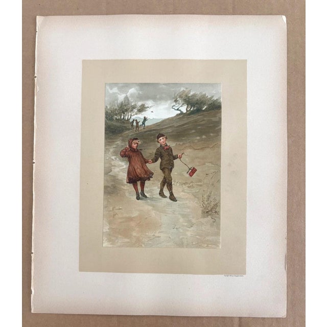 Late 19th Century Antique 1888 Matted March Lullaby Print w/William Ladd Taylor Chromo on back EUC For Sale - Image 5 of 6
