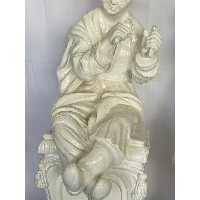 Pair White Chinoiserie Figures, 1960s For Sale In West Palm - Image 6 of 18