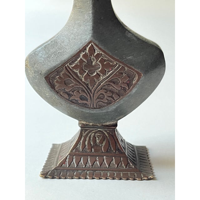 Indian Antique 19th Century Indian Engraved Copper Perfume Bottle For Sale - Image 3 of 15