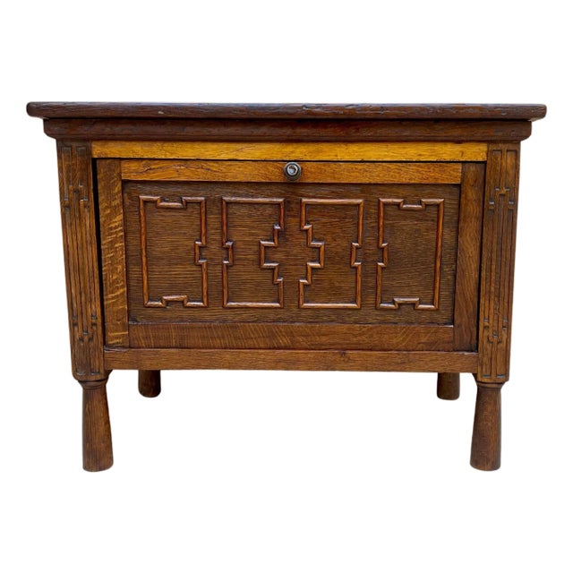 Late 19th Century French Carved Oak Coffer For Sale