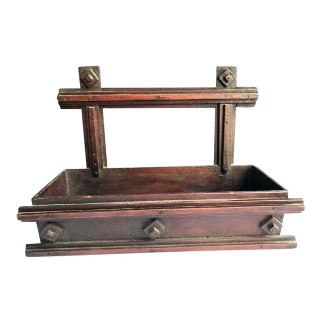 Vintage Early 20th Century Tramp Art Wall Pocket Candle Box For Sale