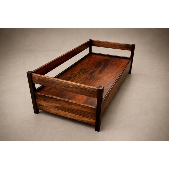 Wood Brazilian Modern Two-in-One Rosewood Sofa & Daybed in Deep Olive Mohair, Celina For Sale - Image 7 of 18
