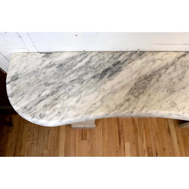 Antique Victorian Arched Carrara Marble Fireplace Mantel For Sale - Image 10 of 13