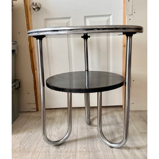 Art Deco Vintage Royal Chrome Round 2-Tier Side Table For Sale - Image 3 of 8