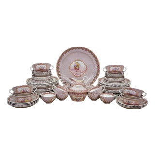1920s Victorian Copeland Spode Polychrome Transferware Dinner Service for 8 - 72 pcs For Sale