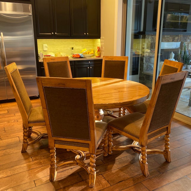 Lorts Wooden Round Dining Table & 6 Chairs Chairish