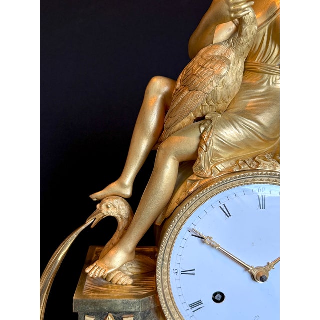 1800 French Artisan Empire Gold Bronze Mantel Clock For Sale - Image 16 of 18