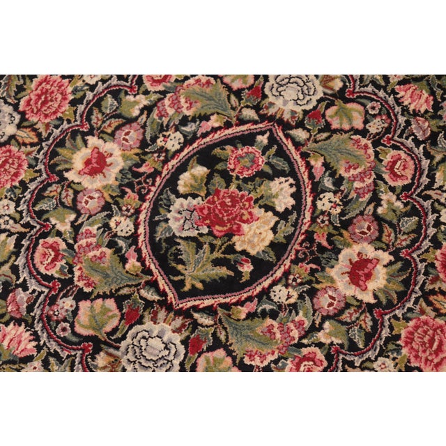 Shabby Chic Pak-Persian Black/Green Wool Rug - 10'0'' X 13'9'' For Sale - Image 4 of 8