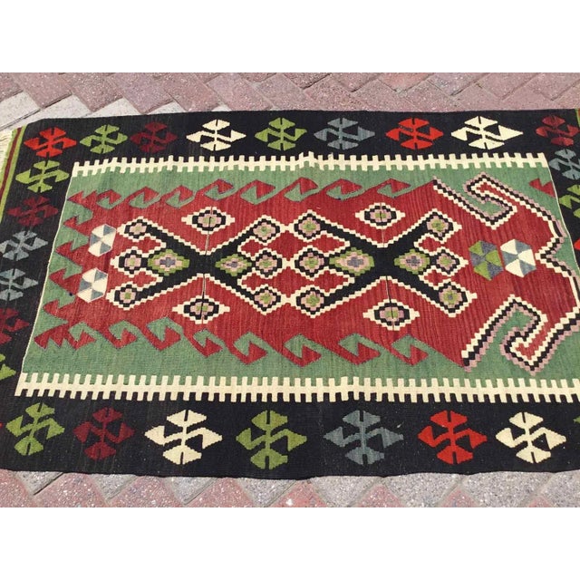 Vintage Turkish Kilim Rug - 38.5" X 60" For Sale - Image 4 of 8