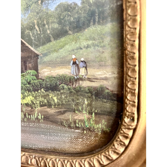 Gold Pair of 19th-Century French Landscape Oil Paintings For Sale - Image 8 of 14