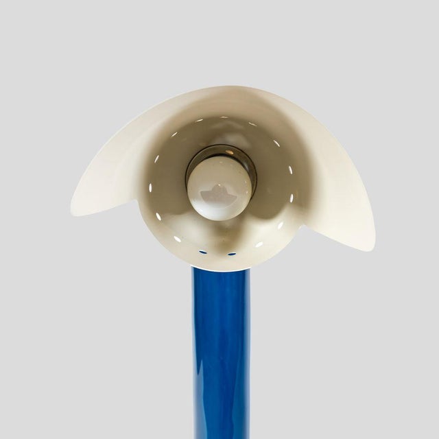 Vintage Murano Blue Glass and Brass Shade Table Lamp, 1960s For Sale - Image 6 of 11