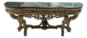 1960s Italian Gilt Console With Carved Details & Dramatic Marble Top