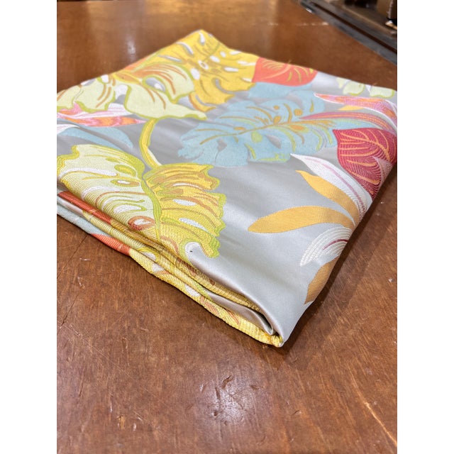 Tropical Botanical Woven Silk Upholstery Fabric Made in India 2.75 Yards For Sale - Image 10 of 11