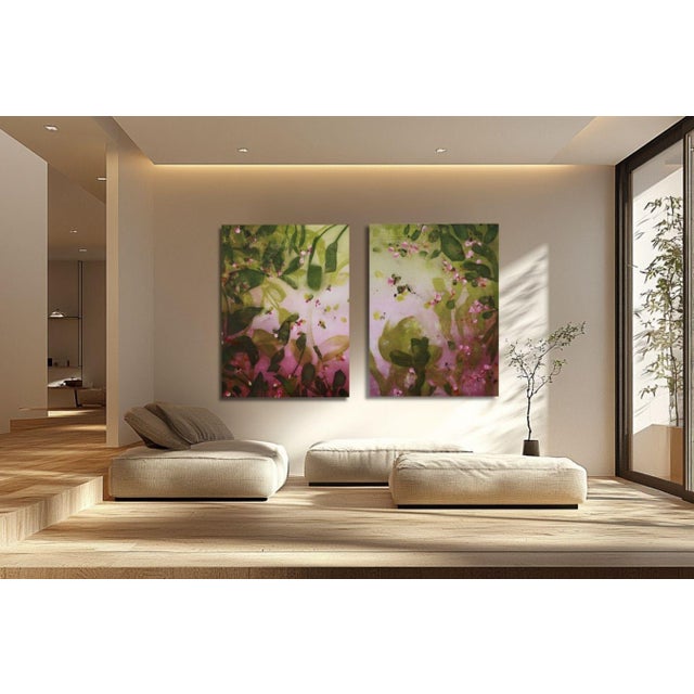 Contemporary The Flowers Were Grateful for Their Morning Walks | Original 48x36 Abstract Botanical Painting | Mel Rea For Sale - Image 3 of 3