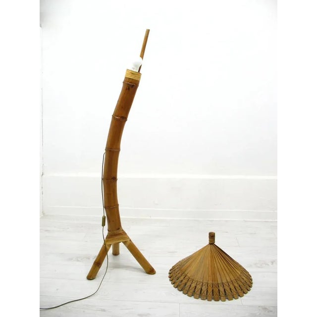 Mid-Century Modern Floor Lamp in Bamboo, 1950s For Sale - Image 3 of 12