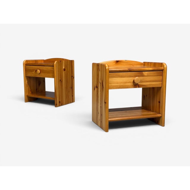 Swedish Modern, Bedside Tables, Knotty Pine, Sweden, 1960s For Sale - Image 4 of 11