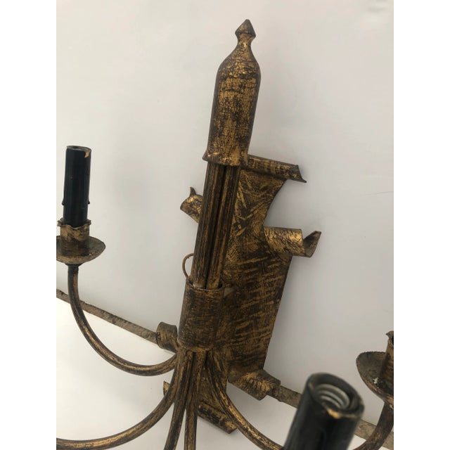 Aged Bronze Patina Metal 5-Arm Sconces - a Pair For Sale - Image 4 of 9