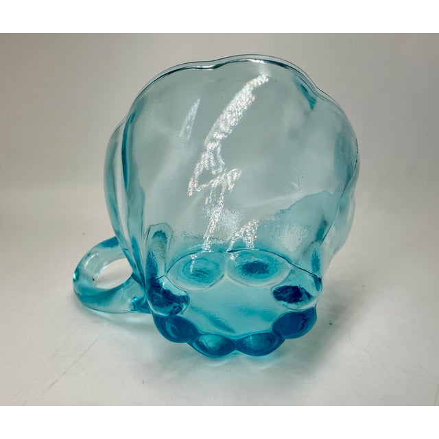 Hazel Atlas Capris Snack Set for Six 1960s Turquoise Colored Glass in Shell Theme For Sale - Image 11 of 11