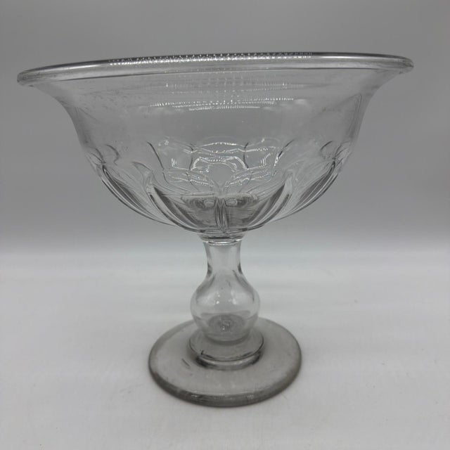 Rare Antique Blown Flint Glass Compote, Pittsburgh, Circa 1830s : A rare and impressive early American blown flint glass...