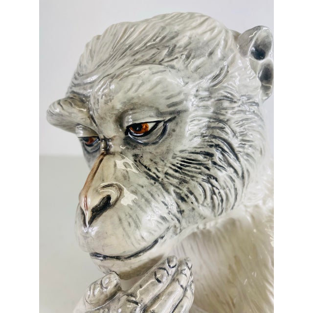 Italian Mid-Century Vintage Italian Hand Painted Pottery Monkey Sculpture For Sale - Image 3 of 10