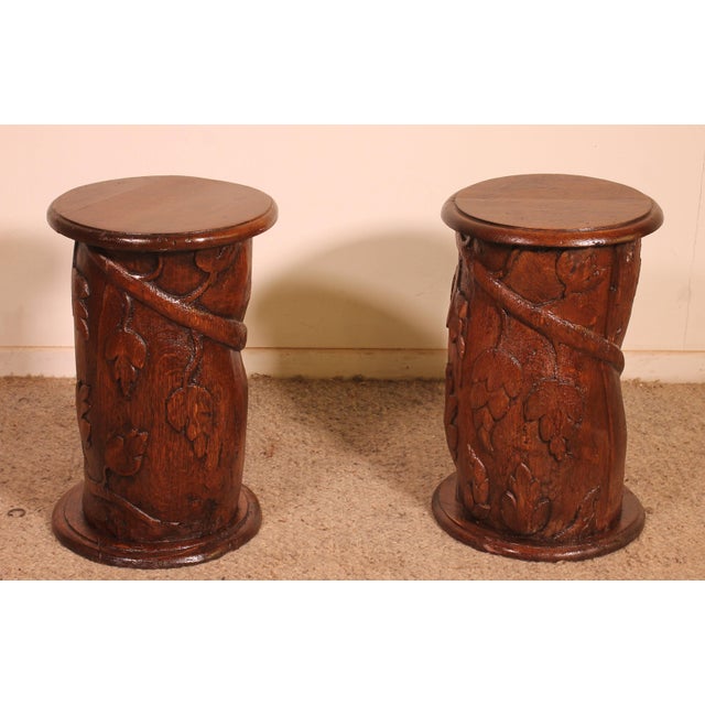 17th Century Oak Bedside or Sofa End Tables, Set of 2 For Sale - Image 5 of 12