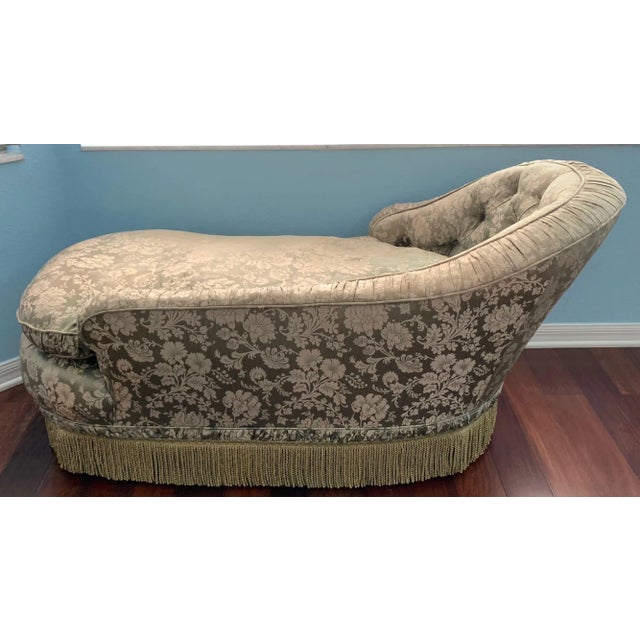 Silk Upholstered Antique Chaise For Sale In Tampa - Image 6 of 12
