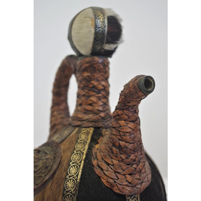 Glass Bottle Covered in Rope of Leather and Hair, 1950s For Sale - Image 4 of 11