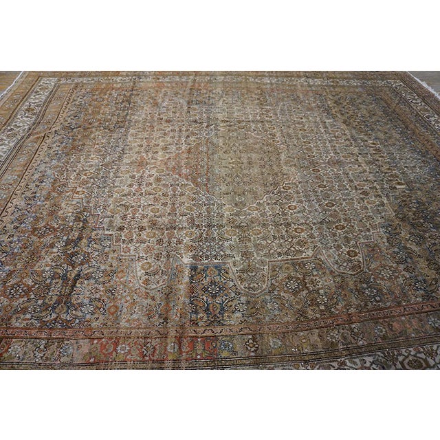 Traditional Authentic Antique Persian Bibikabad Rug in a Ivory Background With Medallion Design For Sale - Image 3 of 7