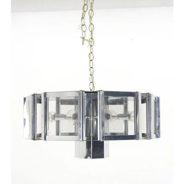 Early 20th Century Sonneman Midcentury Chrome Glass Light Fixture For Sale - Image 5 of 6