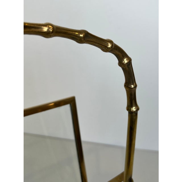 Metal 1940s Faux bamboo bronze and brass magazine rack by Maison Baguès For Sale - Image 7 of 12
