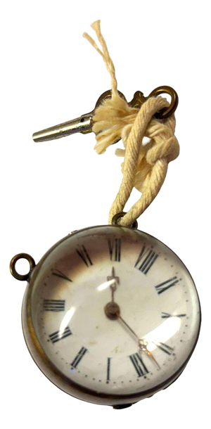 Late Victorian 1900 Gilt Brass & Crystal Glass Ball Pocket Watch W/ Key