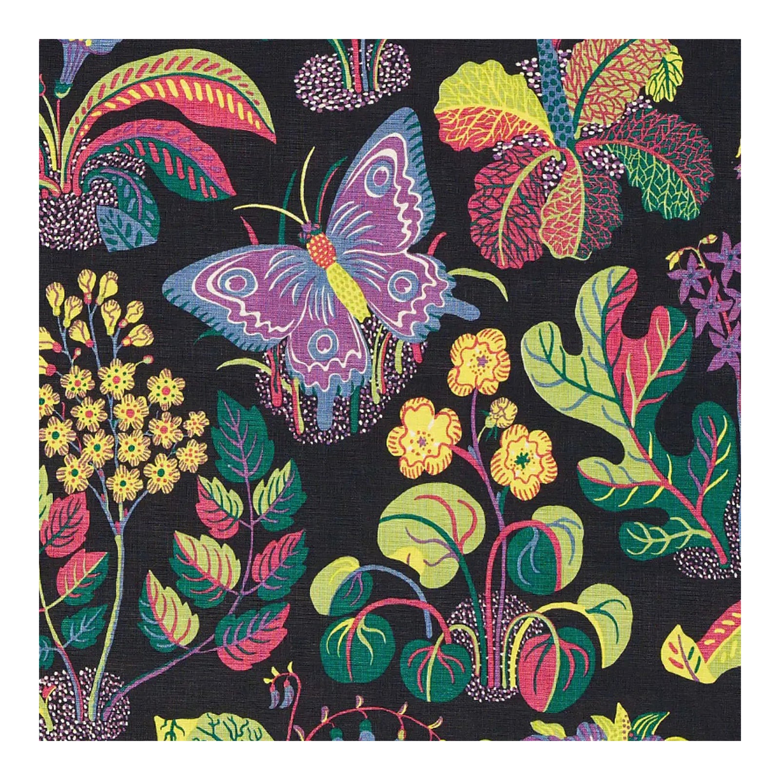 1 Yard of Schumacher's Exotic Butterfly Fabric in Black | Chairish