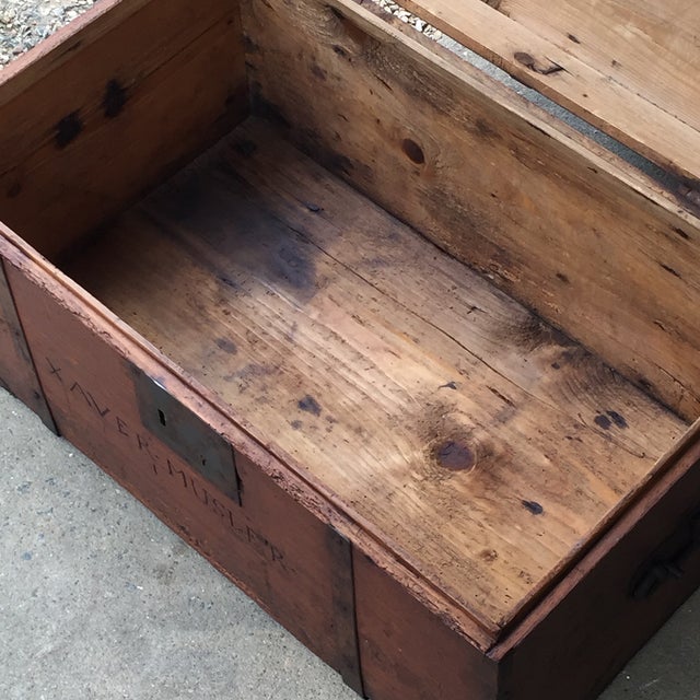 German-American Iron-Bound Wooden Trunk, 19th Century For Sale - Image 9 of 14
