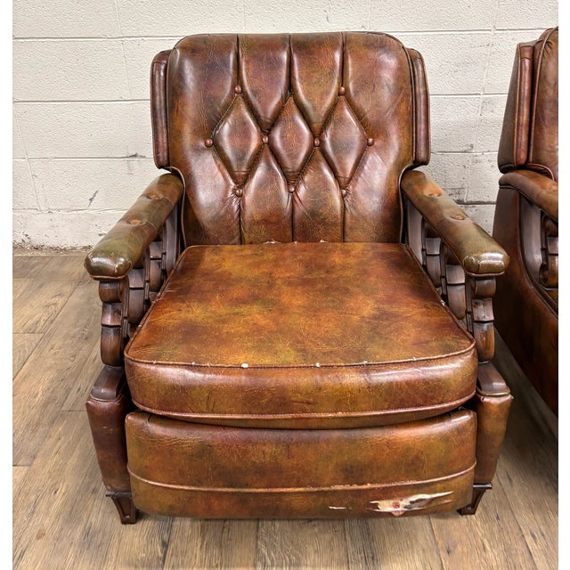Vintage Stratalounger Tufted Vinyl Recliners - Pair For Sale - Image 4 of 18