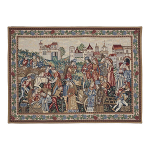 Medieval Wine Merchants Loom Woven Tapestry - 85 X 120 Cm (2'10" X 3'11") - Requires Rod Size 3