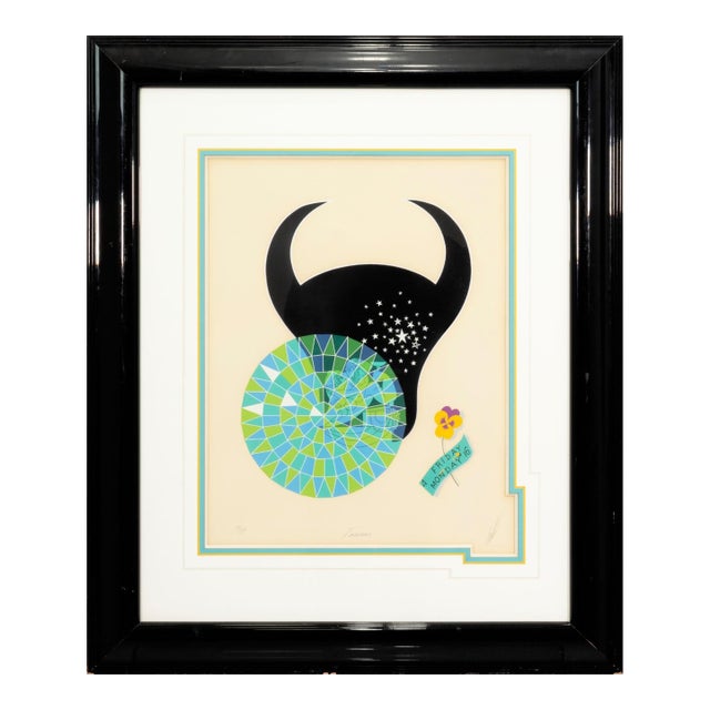 Erte Taurus Screenprint 1982 Signed Art Deco Zodiac Series 298/350 For Sale