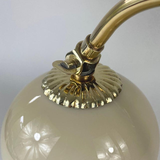 Vintage Rattan and Opaline Table Lamp by Idman Oy, 1950s For Sale - Image 6 of 16