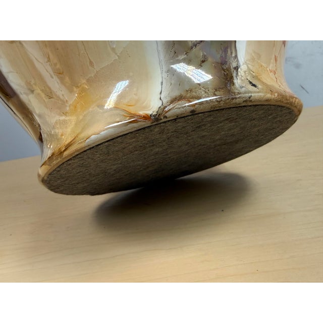 Amber Glass Table Lamp With Patterned Lamp Shade For Sale - Image 12 of 12