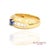 Contemporary Mid 20th Century 18k (750) Yellow Gold Natural Blue Sapphire and Natural Diamond Ring, Size 6.5 For Sale - Image 3 of 10