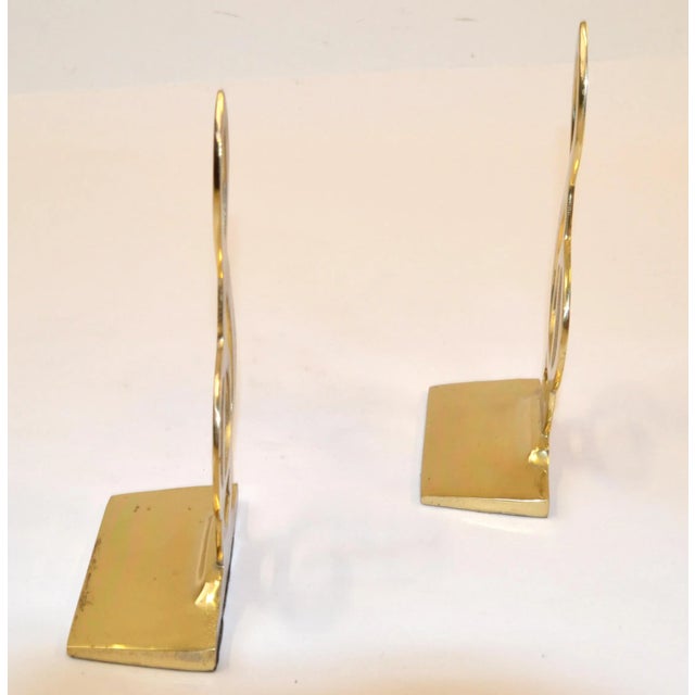 Pair MidCentury Modern Polished Solid Cast Brass Musical Note Bookends