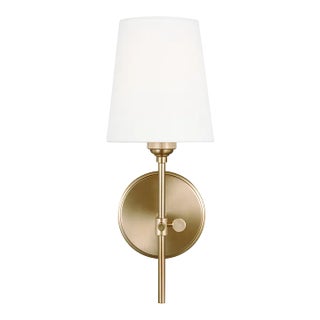 Thomas O'Brien By Visual Comfort Studio Baker 1-Light Bath Sconce in Satin Brass For Sale