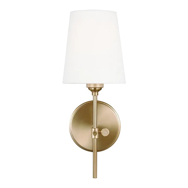 Thomas O'Brien By Visual Comfort Studio Baker 1-Light Bath Sconce in Satin Brass For Sale